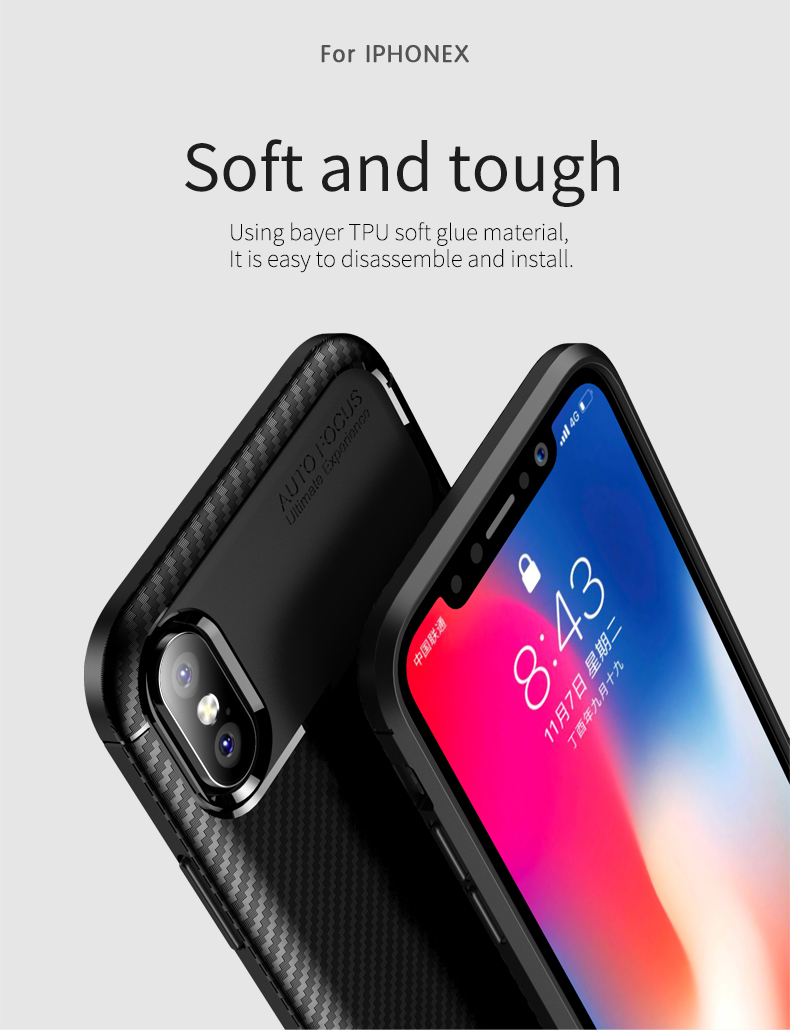 Bakeey-Protective-Case-For-iPhone-XSX-Slim-Carbon-Fiber-Fingerprint-Resistant-Soft-TPU-Back-Cover-1361091-3