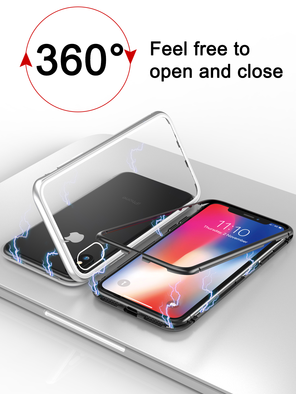 Bakeey-Protective-Case-for-iPhone-XS-Magnetic-Adsorption-Metal-Bumper--9H-Tempered-Glass-Back-Cover-1363303-2