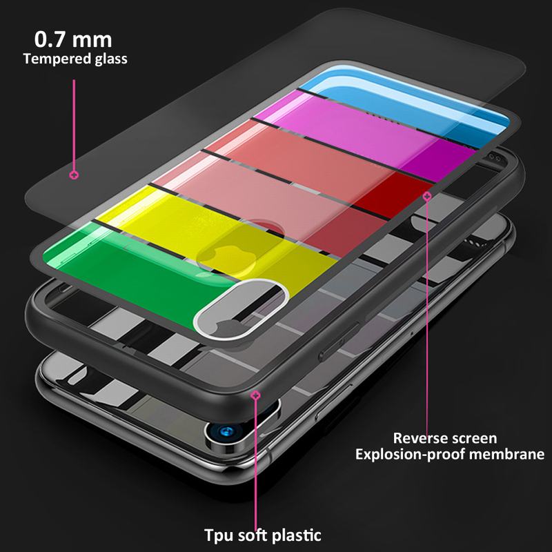 Bakeey-Rainbow-Scratch-Resistant-Tempered-Glass-Back-Cover-TPU-Frame-Protective-Case-For-iPhone-X-1340991-1
