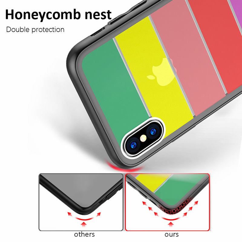 Bakeey-Rainbow-Scratch-Resistant-Tempered-Glass-Back-Cover-TPU-Frame-Protective-Case-For-iPhone-X-1340991-3