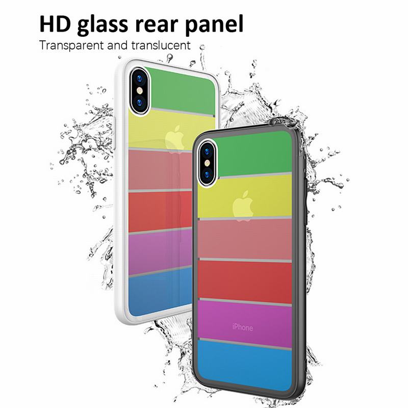 Bakeey-Rainbow-Scratch-Resistant-Tempered-Glass-Back-Cover-TPU-Frame-Protective-Case-For-iPhone-X-1340991-4