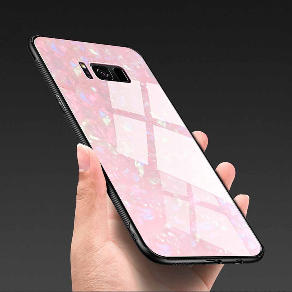 Bakeey-Shell-Pattern-Glossy-Glass-Soft-Edge-Protective-Case-for-Samsung-Galaxy-S8-1325022-4