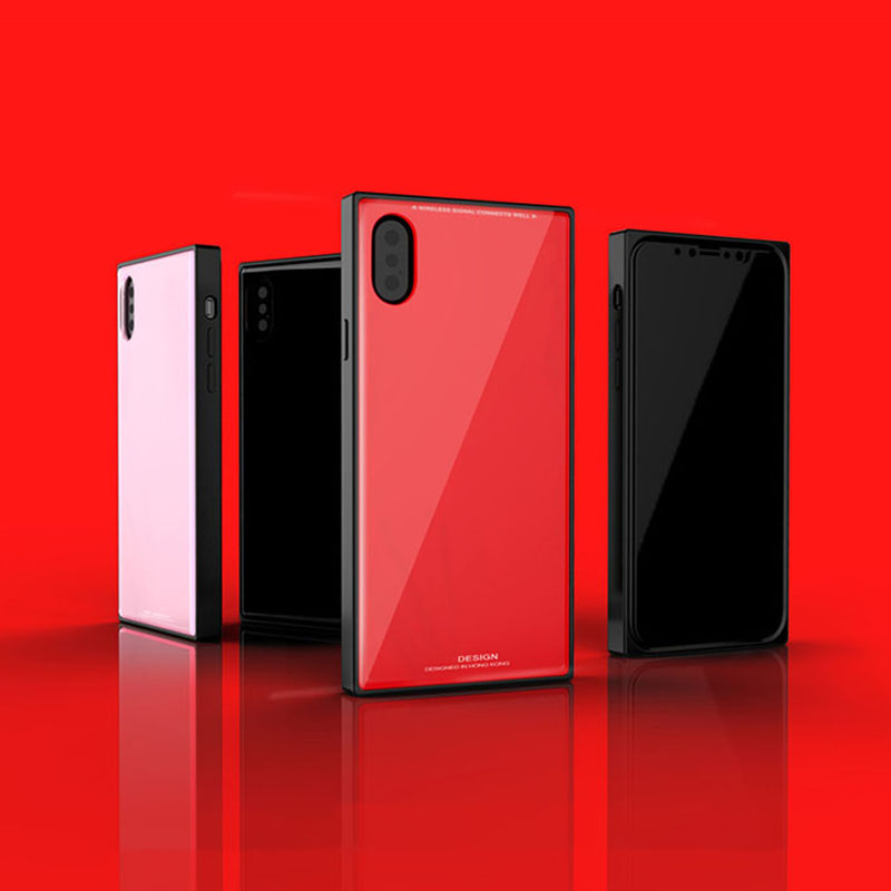 Bakeey-Square-Glossy-Tempered-Glass-Protective-Case-for-iPhone-X787Plus8Plus-1294999-1