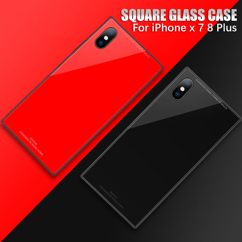 Bakeey-Square-Glossy-Tempered-Glass-Protective-Case-for-iPhone-X787Plus8Plus-1294999-2