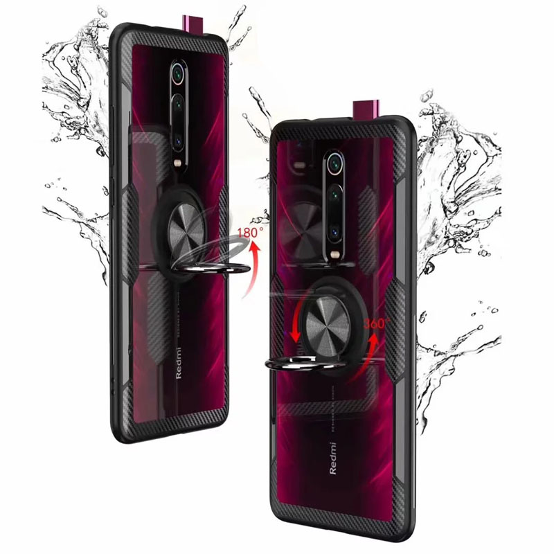 Bakeey-Transparent-Ring-Holder-Magnetic-Car-PC--Carbon-Fiber-Protective-Case-For-Xiaomi-Mi9T-Mi-9T-P-1547201-2