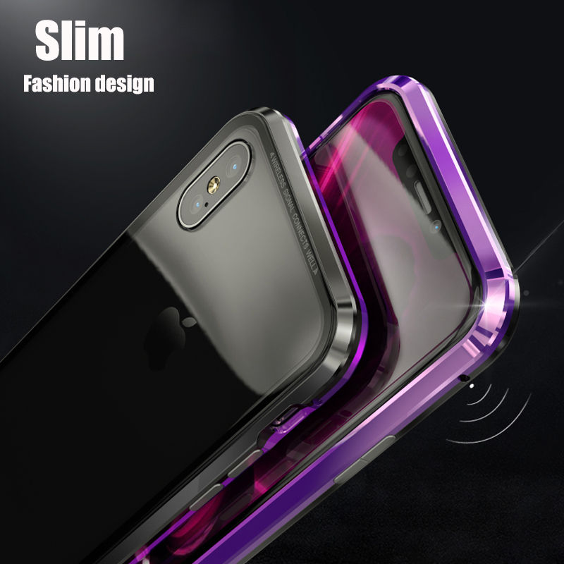 Bakeey-Upgraded-Version-Magnetic-Adsorption-Metal-Clear-Glass-Protective-Case-for-iPhone-X-1313500-4