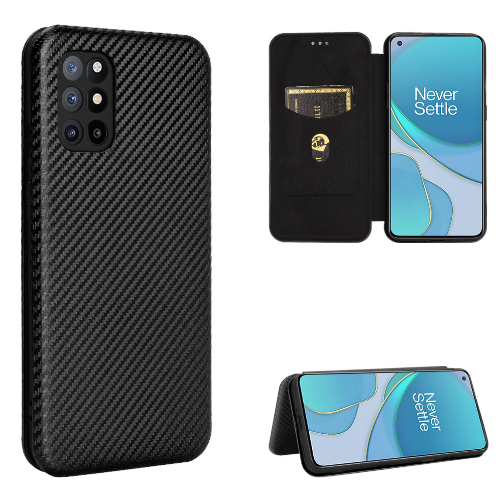 Bakeey-for-OnePlus-8T-Case-Carbon-Fiber-Pattern-Magnetic-Flip-with-Multi-Card-Slots-Wallet-Stand-PU--1772168-2