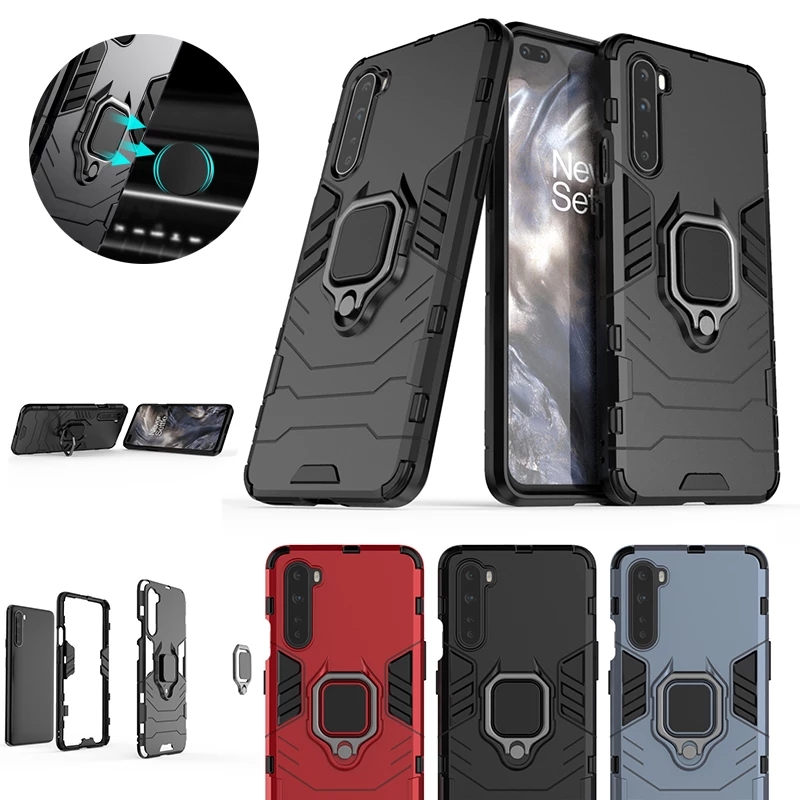 Bakeey-for-OnePlus-Nord-Armor-Shockproof-Magnetic-with-360-Rotation-Finger-Ring-Holder-Stand-PC-Prot-1771818-1
