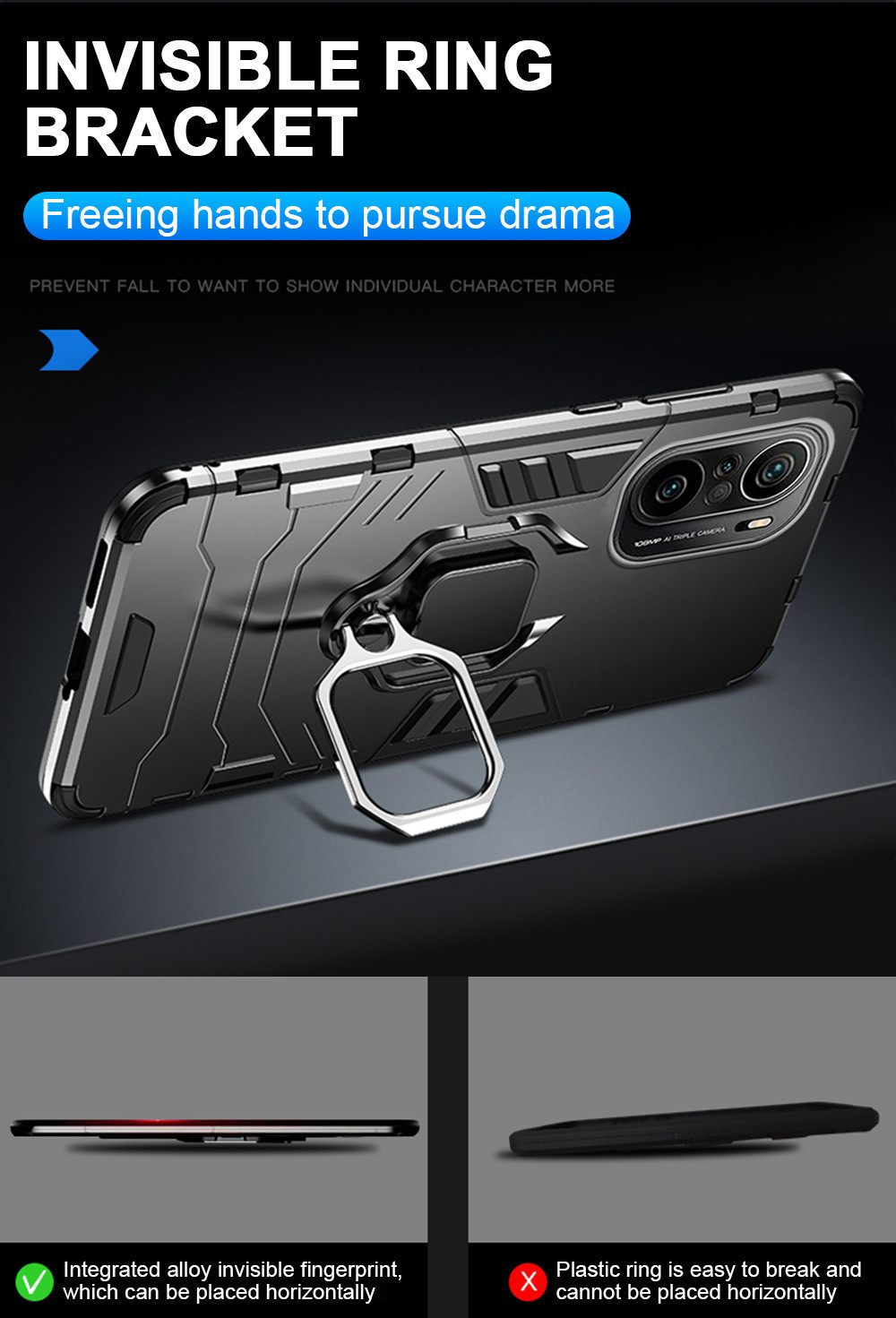 Bakeey-for-POCO-F3-Global-Version-Case-Armor-Shockproof-Magnetic-with-360deg-Rotation-Finger-Ring-Ho-1844973-3