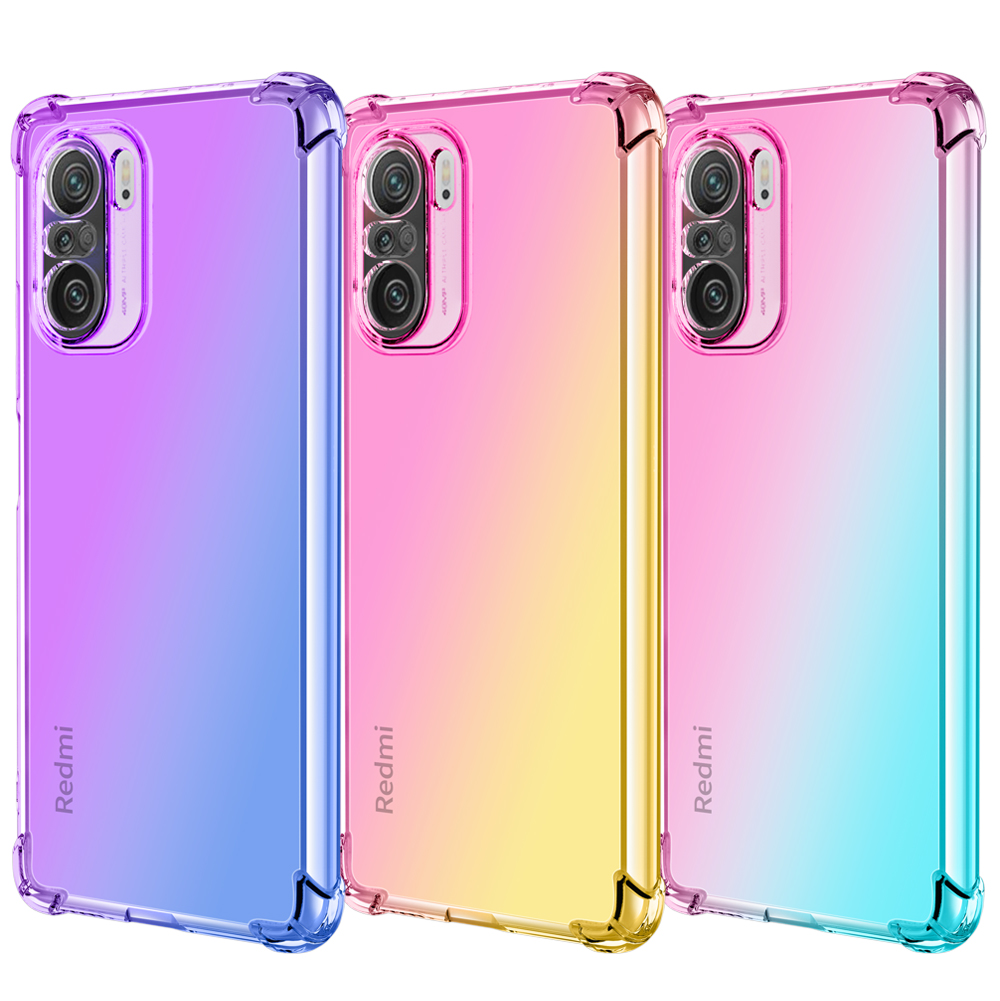 Bakeey-for-POCO-F3-Global-Version-Case-Gradient-Color-with-Four-Corner-Airbag-Shockproof-Translucent-1860791-1