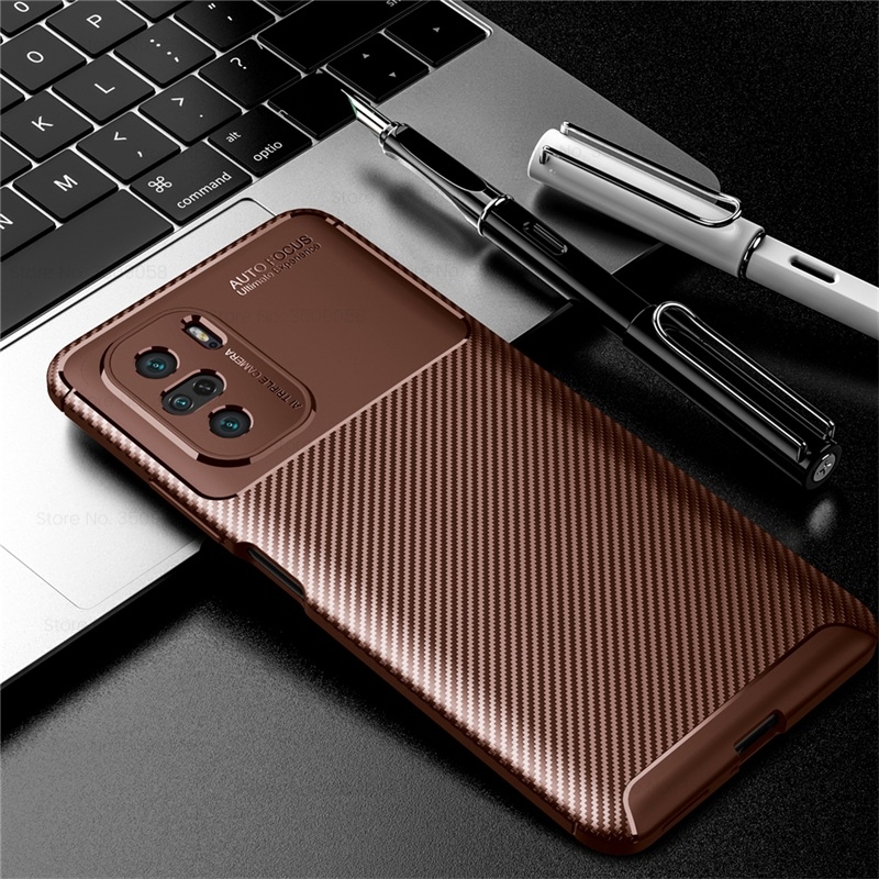 Bakeey-for-POCO-F3-Global-Version-Case-Luxury-Carbon-Fiber-Pattern-with-Lens-Protector-Shockproof-Si-1866159-9