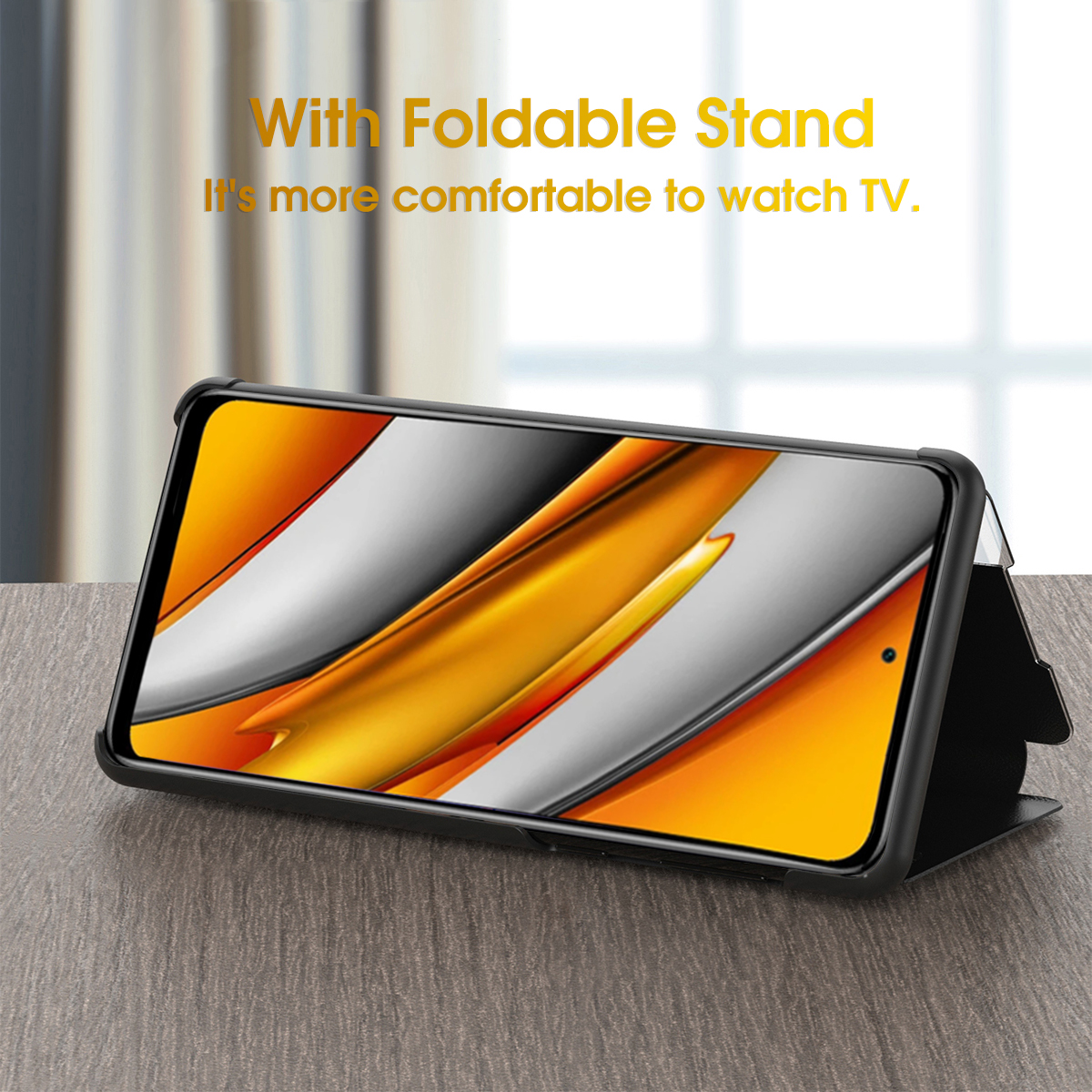 Bakeey-for-POCO-F3-Global-Version-Case-Magnetic-Foldable-Flip-Smart-Sleep-Window-View-Stand-PU-Leath-1845001-6