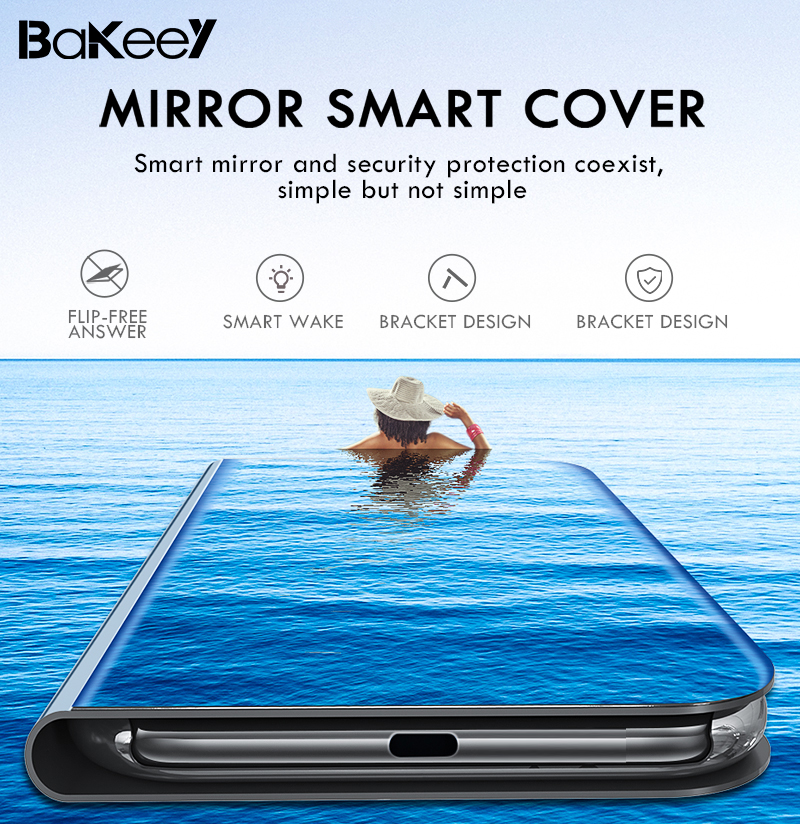 Bakeey-for-POCO-M3-Case-Foldable-Flip-Plating-Mirror-Window-View-Shockproof-Full-Cover-Protective-Ca-1794050-1