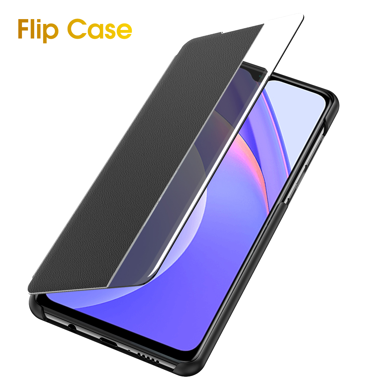 Bakeey-for-POCO-M3-Case-Magnetic-Foldable-Flip-Smart-Sleep-Window-View-Stand-PU-Leather-Protective-C-1827284-5