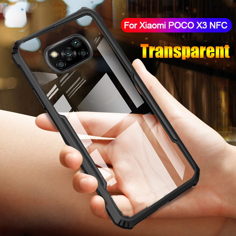 Bakeey-for-POCO-X3-NFC-Case-with-Bumpers-Shockproof-Anti-Fingerprint-Transparent-Acrylic-Protective--1785956-1
