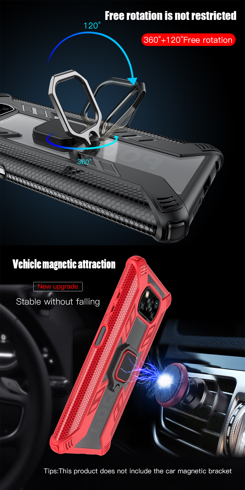 Bakeey-for-POCO-X3-PRO---POCO-X3-NFC-Case-Armor-Shockproof-Magnetic-with-360-Rotation-Finger-Ring-Ho-1758210-4