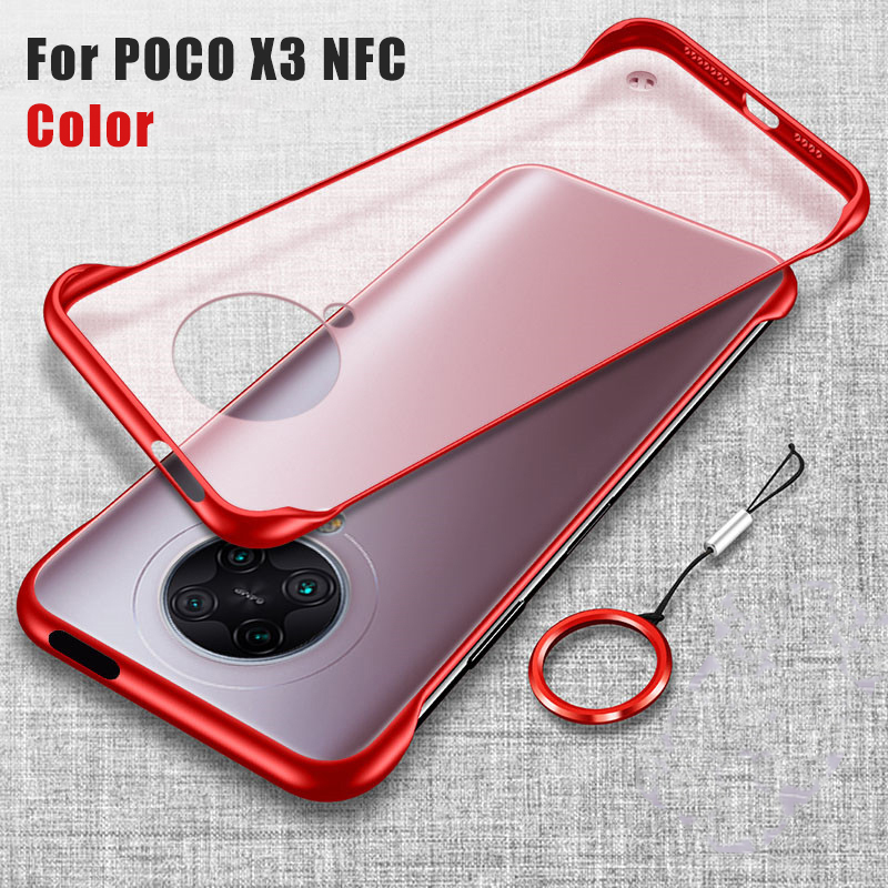 Bakeey-for-POCO-X3-PRO---POCO-X3-NFC-Case-Frameless-Ultra-Thin-Translucent-Matte-with-Finger-Ring-Ha-1758266-9