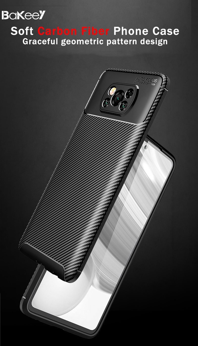 Bakeey-for-POCO-X3-PRO---POCO-X3-NFC-Case-Luxury-Carbon-Fiber-Pattern-with-Lens-Protector-Shockproof-1750300-1
