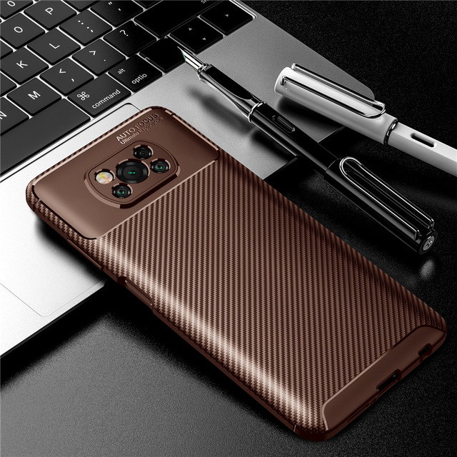 Bakeey-for-POCO-X3-PRO---POCO-X3-NFC-Case-Luxury-Carbon-Fiber-Pattern-with-Lens-Protector-Shockproof-1750300-11