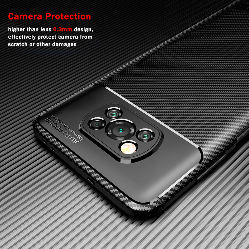 Bakeey-for-POCO-X3-PRO---POCO-X3-NFC-Case-Luxury-Carbon-Fiber-Pattern-with-Lens-Protector-Shockproof-1750300-4
