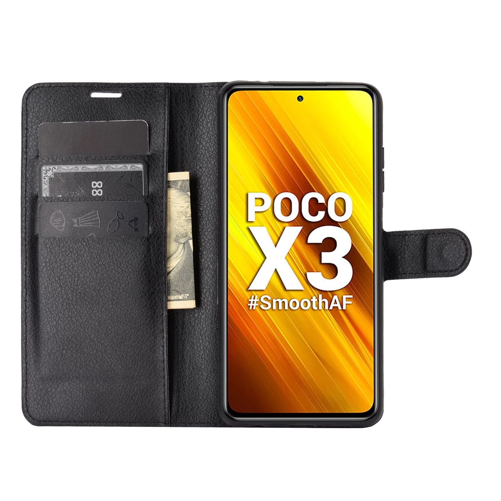 Bakeey-for-POCO-X3-PRO--POCO-X3-NFC-Case-Litchi-Pattern-Flip-Shockproof-PU-Leather-Full-Body-Protect-1847324-3