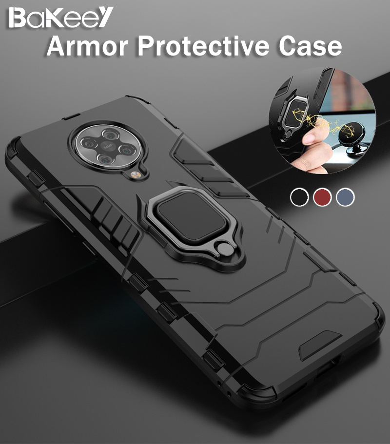 Bakeey-for-Poco-F2-Pro-Case-Armor-Shockproof-Anti-fingerprint-with-360deg-Rotation-Magnetic-Ring-Bra-1680762-1