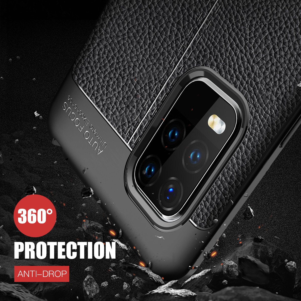 Bakeey-for-Xiaomi-Mi-10-Lite-Case-Litchi-Pattern-Shockproof-PU-Leather-TPU-Soft-Protective-Case-Back-1708407-3