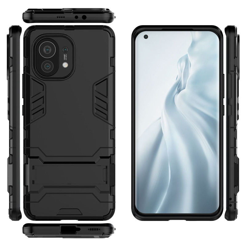 Bakeey-for-Xiaomi-Mi-11-Case-Armor-with-Bracket-Shockproof-PC-Protective-Case-Back-Cover-Non-Origina-1825793-1