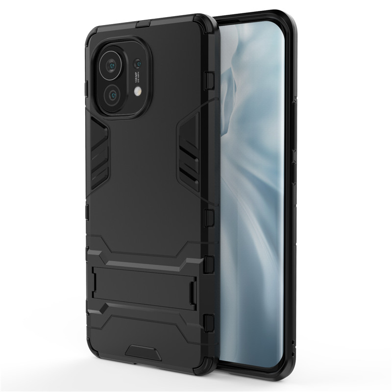 Bakeey-for-Xiaomi-Mi-11-Case-Armor-with-Bracket-Shockproof-PC-Protective-Case-Back-Cover-Non-Origina-1825793-2