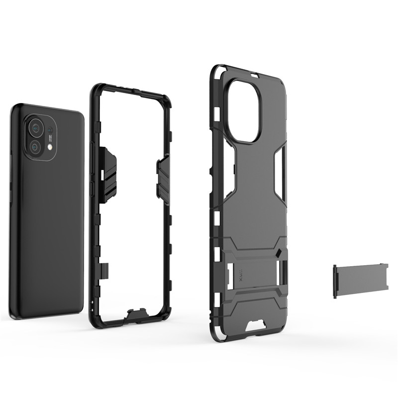 Bakeey-for-Xiaomi-Mi-11-Case-Armor-with-Bracket-Shockproof-PC-Protective-Case-Back-Cover-Non-Origina-1825793-3