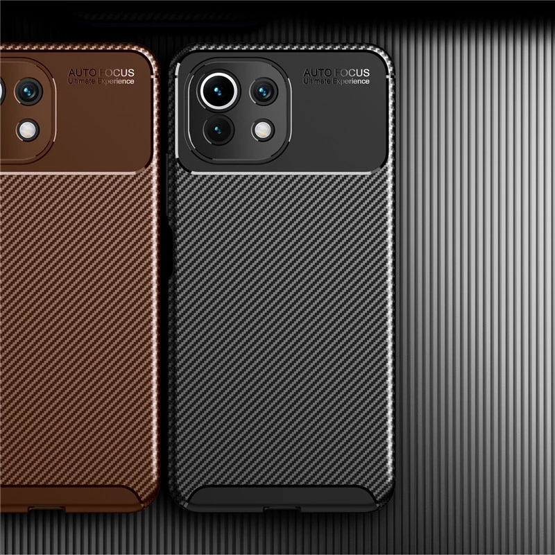 Bakeey-for-Xiaomi-Mi-11-Case-Luxury-Carbon-Fiber-Pattern-with-Lens-Protector-Shockproof-Silicone-Pro-1866150-7