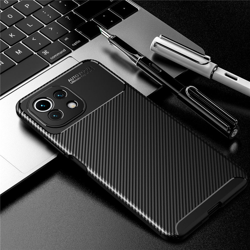 Bakeey-for-Xiaomi-Mi-11-Case-Luxury-Carbon-Fiber-Pattern-with-Lens-Protector-Shockproof-Silicone-Pro-1866150-8