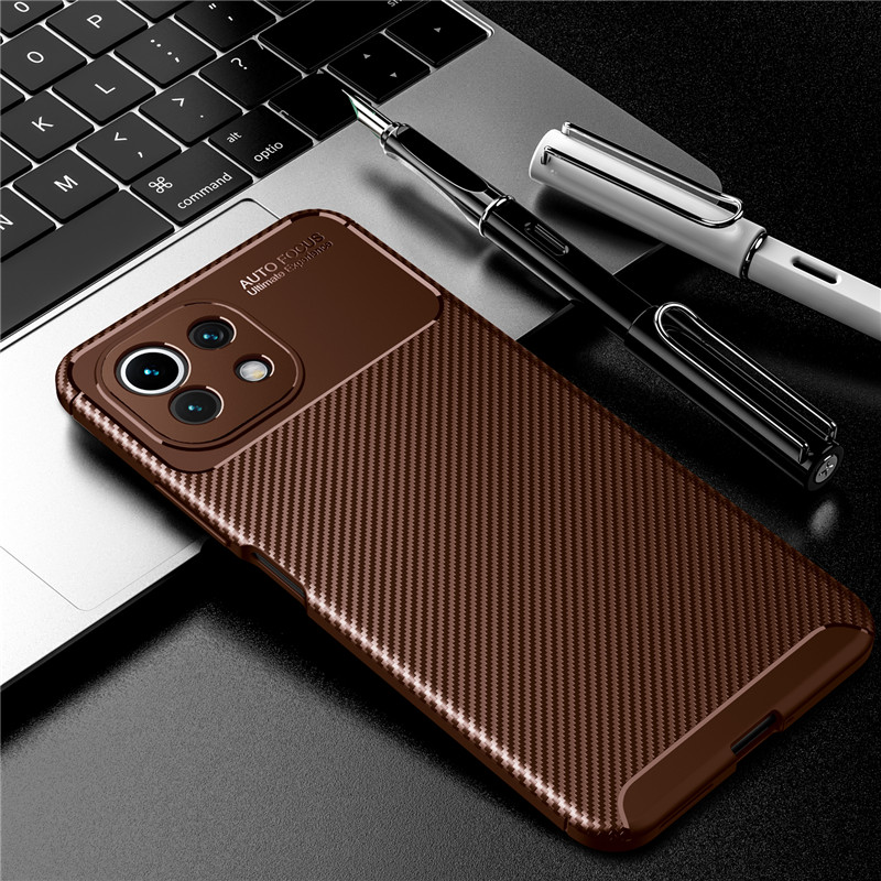 Bakeey-for-Xiaomi-Mi-11-Case-Luxury-Carbon-Fiber-Pattern-with-Lens-Protector-Shockproof-Silicone-Pro-1866150-9