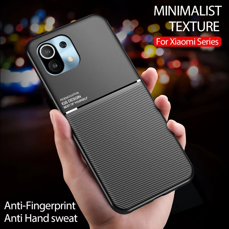 Bakeey-for-Xiaomi-Mi-11-Case-Magnetic-Leather-Texture-Non-Slip-TPU-Shockproof-Protective-Case-Back-C-1867367-1