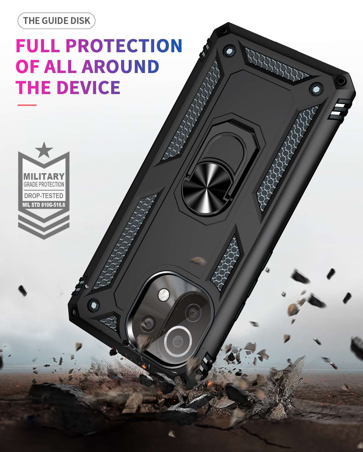 Bakeey-for-Xiaomi-Mi-11-Lite-Case-Armor-Bumpers-Shockproof-Magnetic-with-360-Rotation-Finger-Ring-Ho-1872905-2