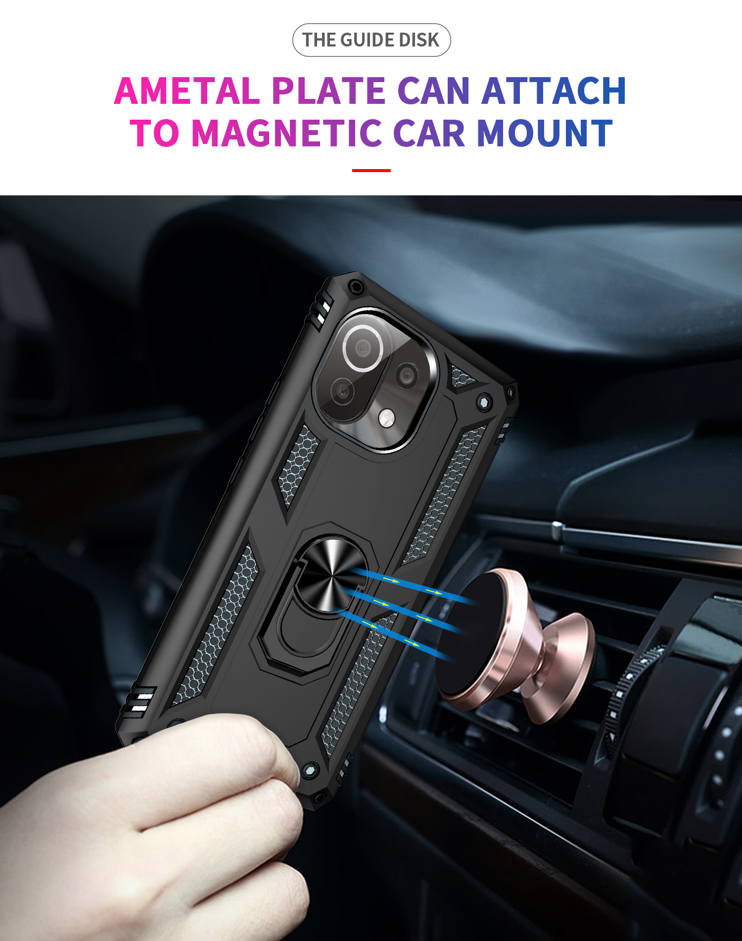 Bakeey-for-Xiaomi-Mi-11-Lite-Case-Armor-Bumpers-Shockproof-Magnetic-with-360-Rotation-Finger-Ring-Ho-1872905-4