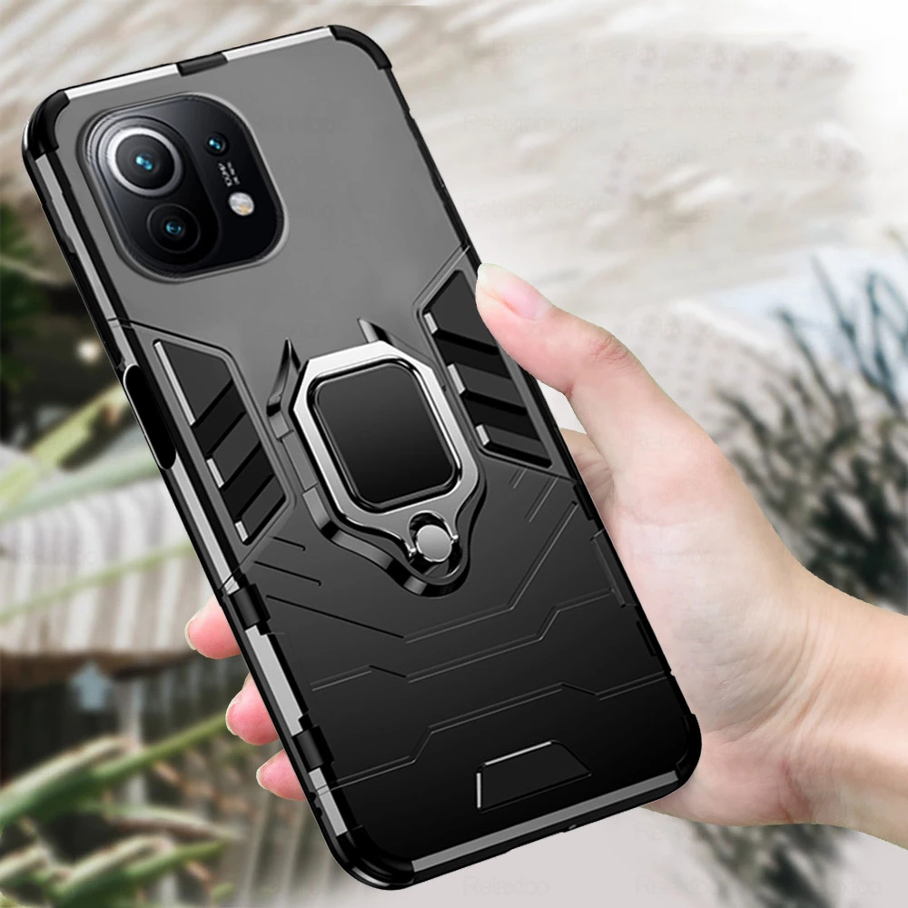 Bakeey-for-Xiaomi-Mi-11-Lite-Case-Armor-Shockproof-Magnetic-with-360deg-Rotation-Finger-Ring-Holder--1872846-9