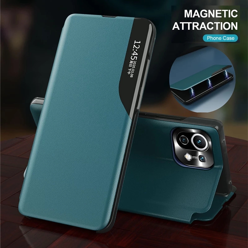Bakeey-for-Xiaomi-Mi-11-Lite-Case-Magnetic-Flip-Smart-Sleep-Window-View-Shockproof-PU-Leather-Full-C-1872972-8