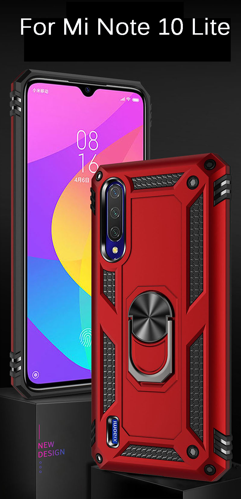 Bakeey-for-Xiaomi-Mi-Note-10-Lite-Case-Armor-Magnetic-Shockproof-with-Finger-Ring-Holder-Stand-PC-Pr-1734991-1