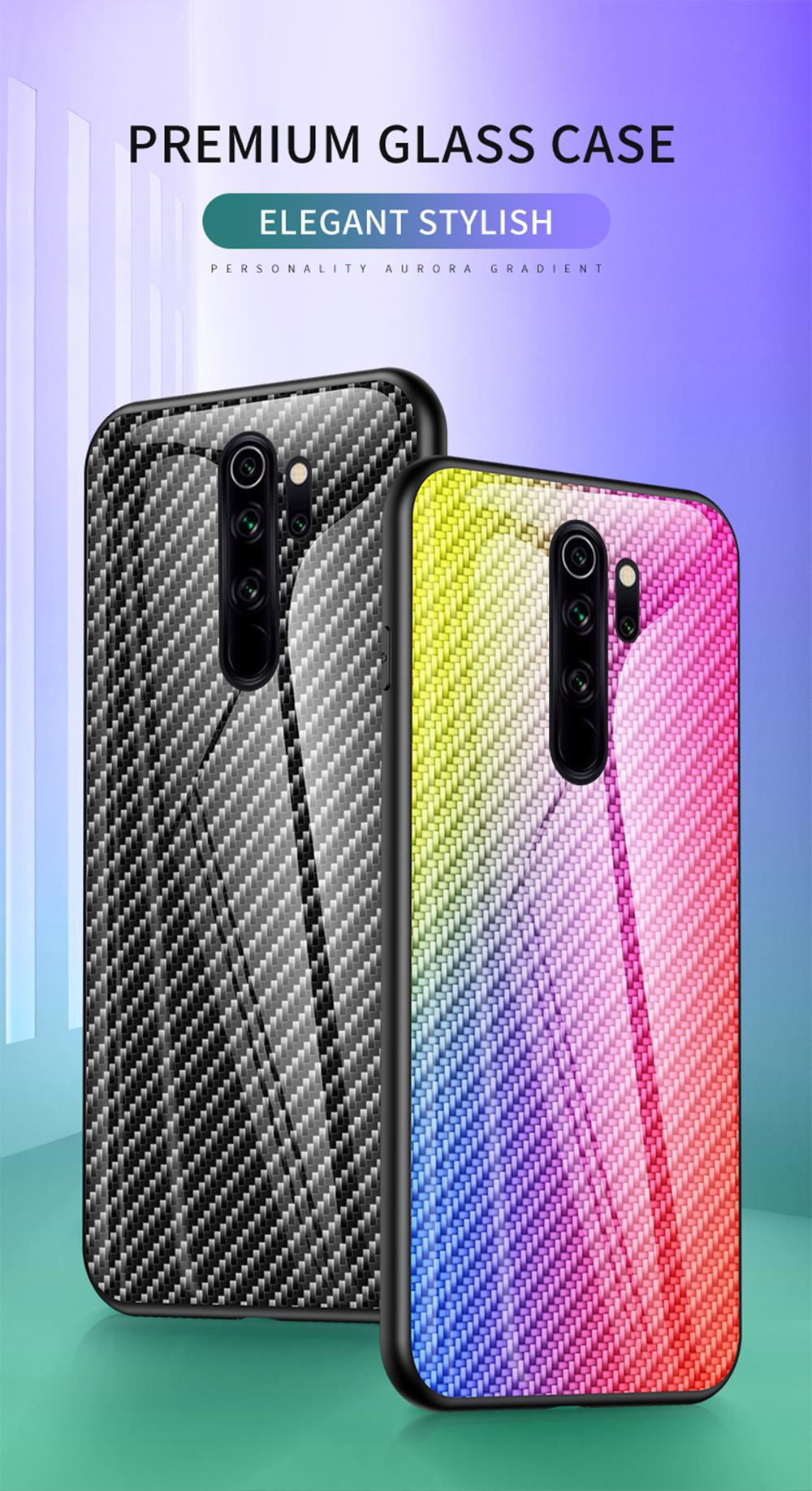 Bakeey-for-Xiaomi-Redmi-9-Case-Carbon-Fiber-Pattern-Gradient-Color-Tempered-Glass-Shockproof-Scratch-1708310-1