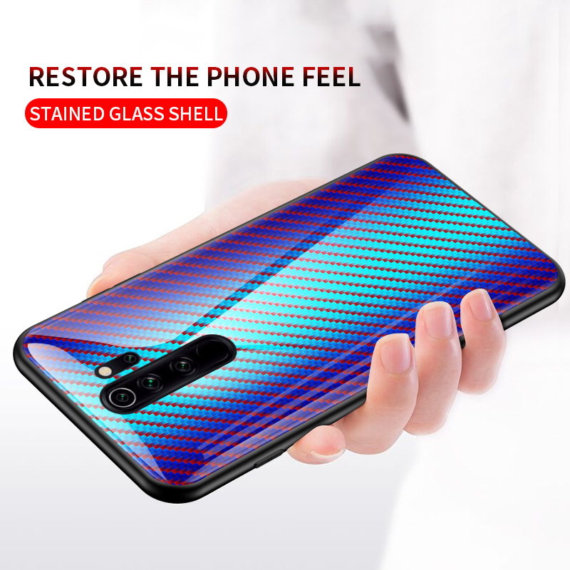 Bakeey-for-Xiaomi-Redmi-9-Case-Carbon-Fiber-Pattern-Gradient-Color-Tempered-Glass-Shockproof-Scratch-1708310-11