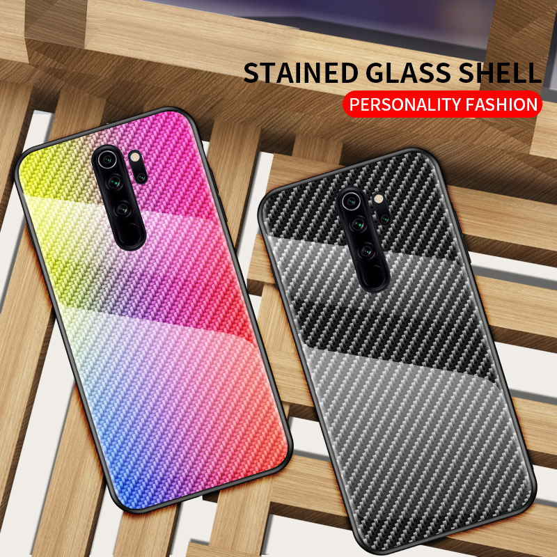 Bakeey-for-Xiaomi-Redmi-9-Case-Carbon-Fiber-Pattern-Gradient-Color-Tempered-Glass-Shockproof-Scratch-1708310-13