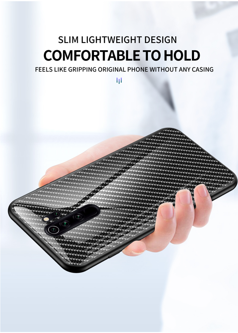 Bakeey-for-Xiaomi-Redmi-9-Case-Carbon-Fiber-Pattern-Gradient-Color-Tempered-Glass-Shockproof-Scratch-1708310-5