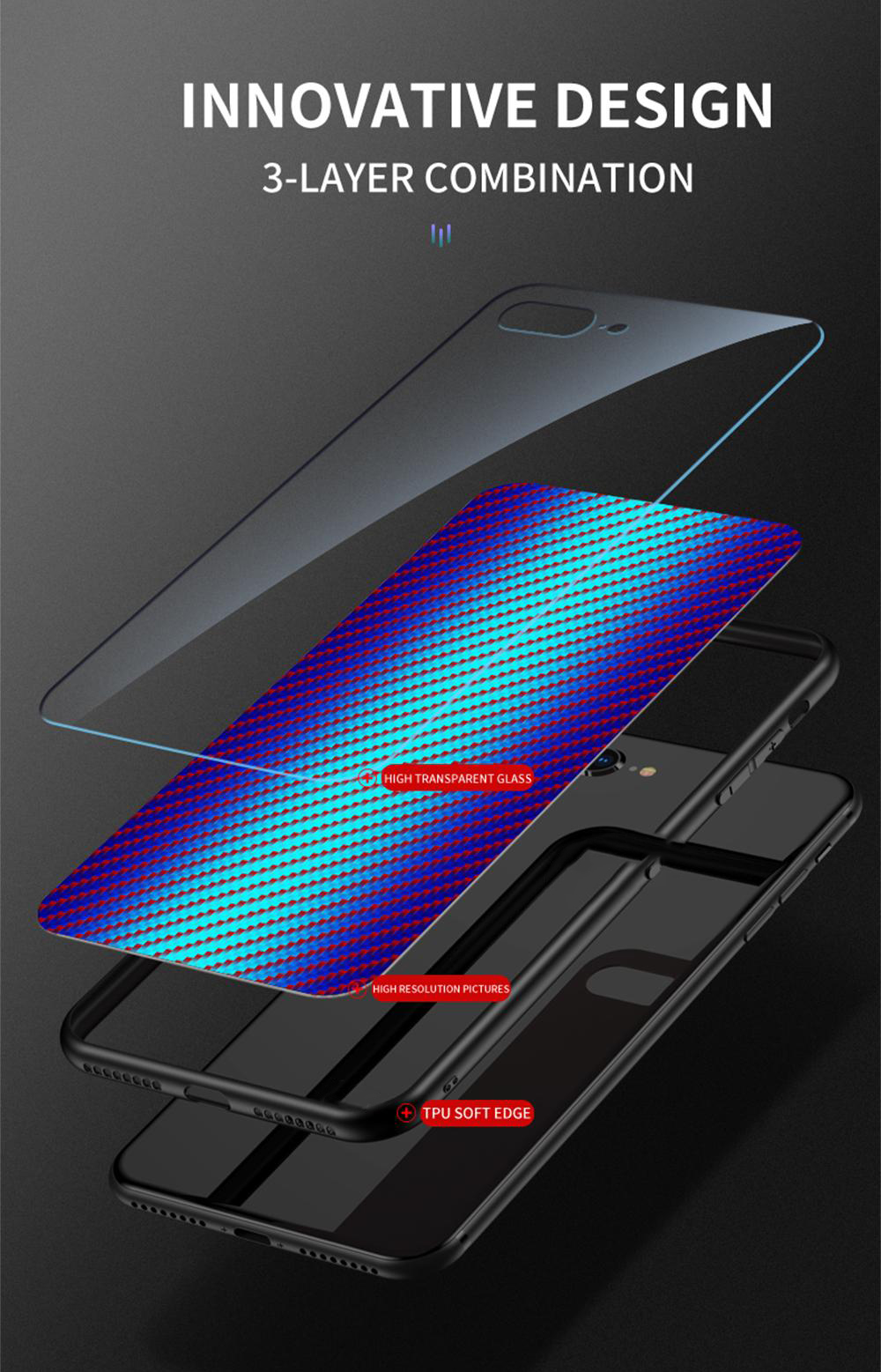 Bakeey-for-Xiaomi-Redmi-9-Case-Carbon-Fiber-Pattern-Gradient-Color-Tempered-Glass-Shockproof-Scratch-1708310-6