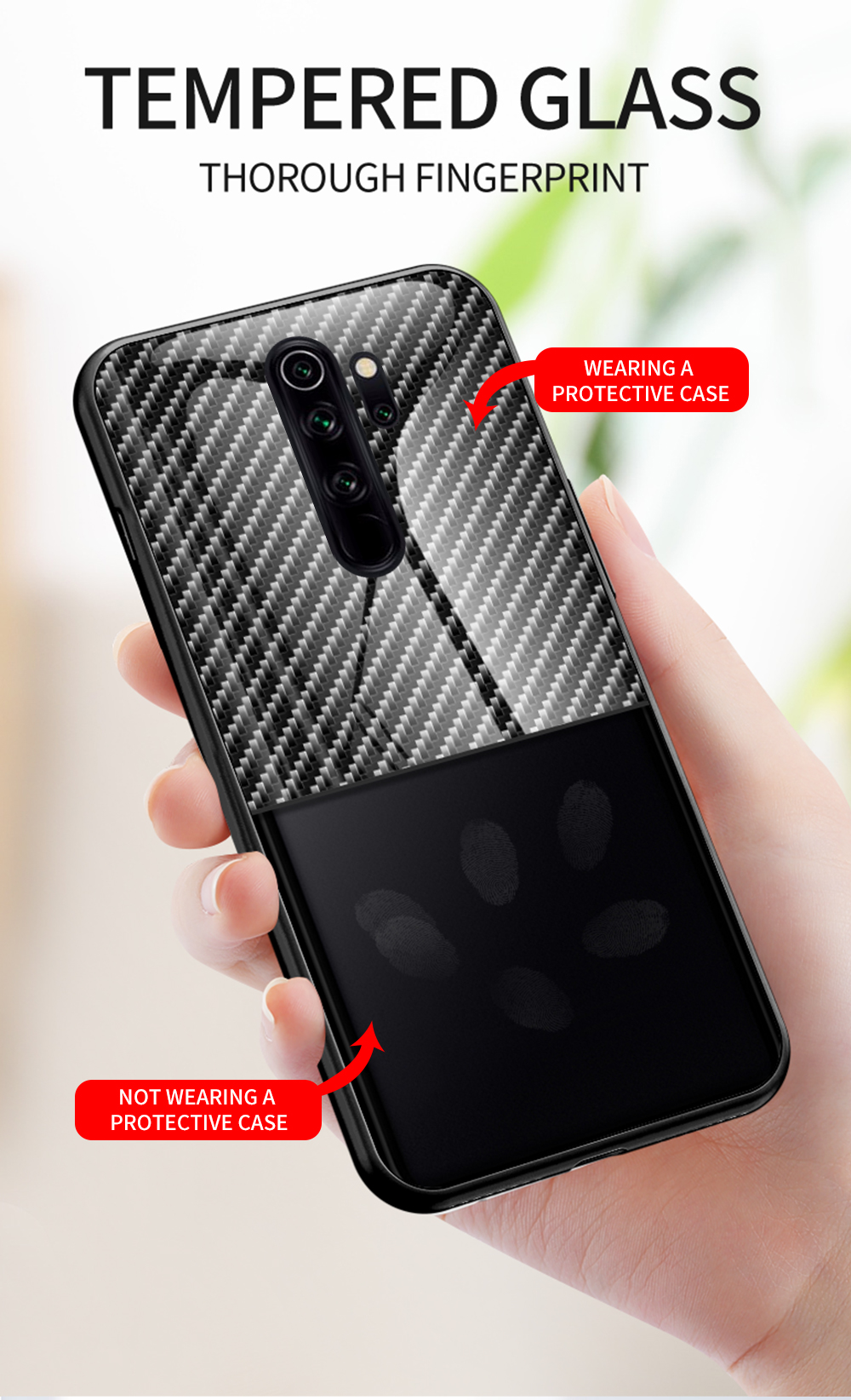 Bakeey-for-Xiaomi-Redmi-9-Case-Carbon-Fiber-Pattern-Gradient-Color-Tempered-Glass-Shockproof-Scratch-1708310-7