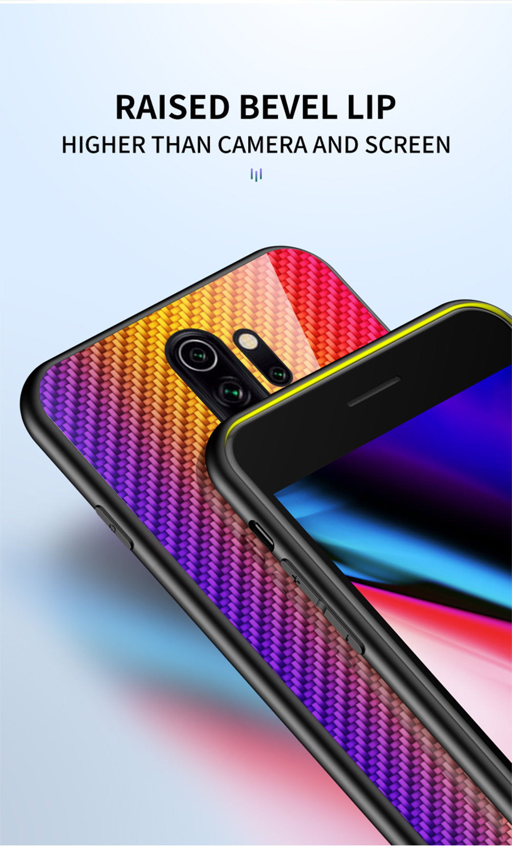 Bakeey-for-Xiaomi-Redmi-9-Case-Carbon-Fiber-Pattern-Gradient-Color-Tempered-Glass-Shockproof-Scratch-1708310-10