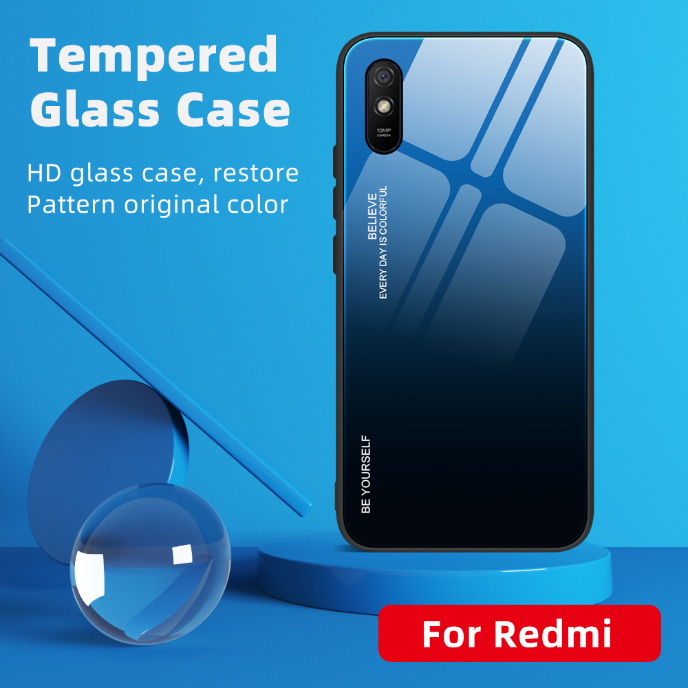 Bakeey-for-Xiaomi-Redmi-9A-Case-Gradient-Color-Tempered-Glass-Shockproof-Scratch-Resistant-Protectiv-1715270-2