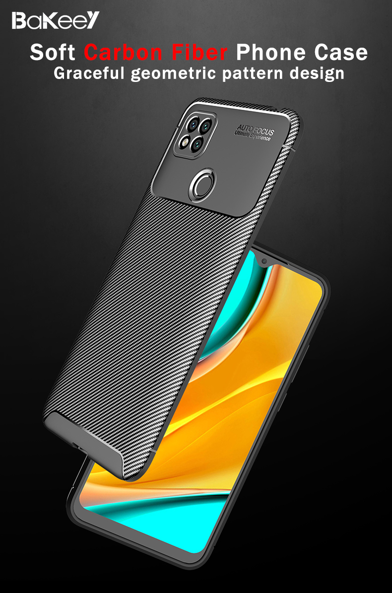 Bakeey-for-Xiaomi-Redmi-9C-Case-Luxury-Carbon-Fiber-Pattern-with-Lens-Protector-Shockproof-Silicone--1733114-1