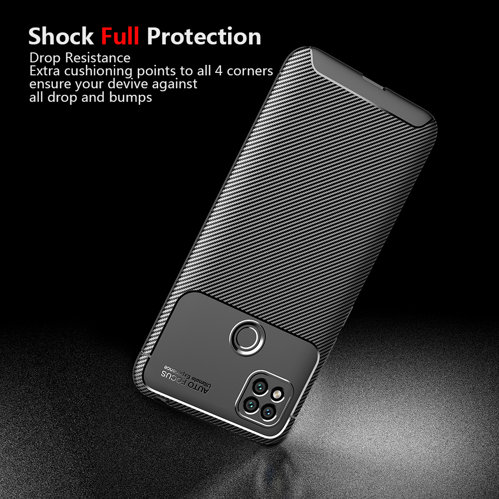 Bakeey-for-Xiaomi-Redmi-9C-Case-Luxury-Carbon-Fiber-Pattern-with-Lens-Protector-Shockproof-Silicone--1733114-4