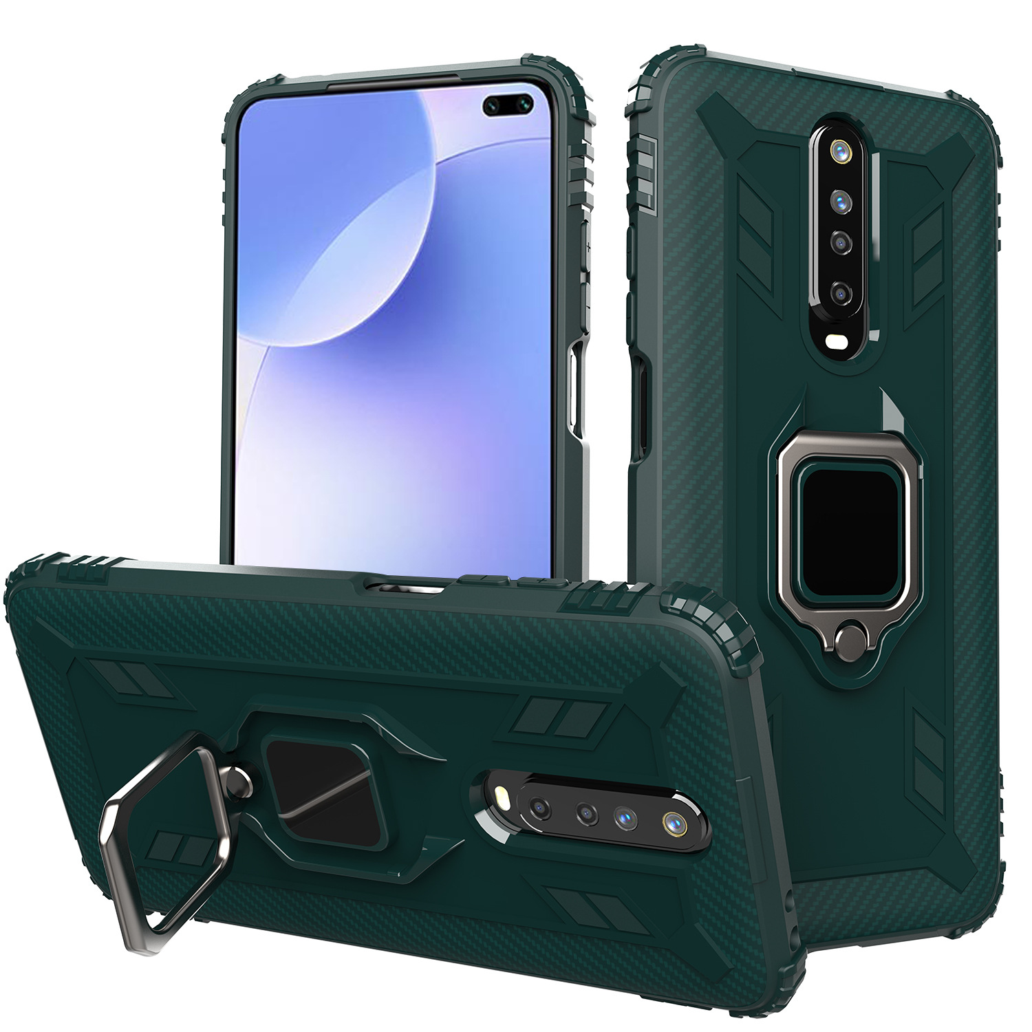 Bakeey-for-Xiaomi-Redmi-K30-Case-Carbon-Fiber-Pattern-Armor-Shockproof-Anti-fingerprint-with-360deg--1710080-2